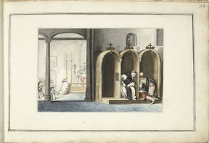 告白のある教会内部 作： Gesina ter Borch (signed by artist)