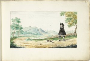 田舎道を走る紳士 作： Gesina ter Borch (signed by artist)