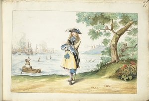 イギリスの海岸にあるモーゼス テル ボルヒ 作： Gesina ter Borch (signed by artist)