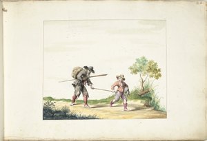 少年に率いられた年老いた盲目の物乞い 作： Gesina ter Borch (signed by artist)