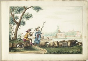 川の田園風景 作： Gesina ter Borch (signed by artist)