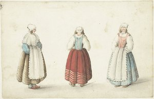3 人の立っている女性 作： Gesina ter Borch