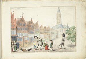 ズヴォレのサッセン通りでの闘鶏 作： Gesina ter Borch