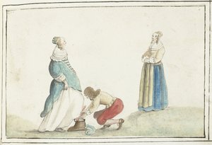 紳士は女性の靴を結ぶ 作： Gesina ter Borch