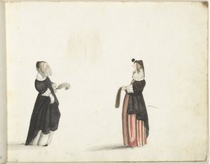 横顔で立っている 2 人の女性 作： Gesina ter Borch