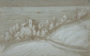 鳩小屋と海沿いの木々のある家、16世紀。