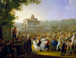 ナポリのマドンナ・デル・アルコの祭り、ジャチント・ジガンテ（1806-1876）の絵画、詳細 作： Giacinto Gigante