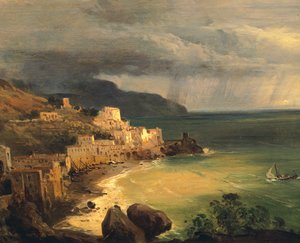 ジャチント・ジガンテ(1806-1876)の「アマルフィ海岸とナポリ湾の嵐」(イタリア)