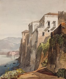 ソレントのタッソの家、プリンセスマリアアヌンツィアータディボルボーネ（1843-1871）、1853年（鉛筆、紙と紙とガッシュ）