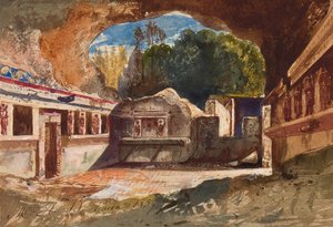 テピダリウム、ポンペイ、マリアアヌンツィアータディボルボーネ（1843-1871）、1857（鉛筆、紙、紙、グワッシュ紙）による追加 作： Giacinto Gigante