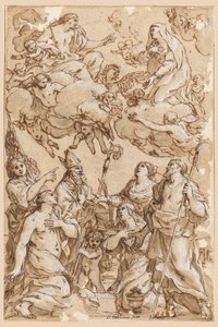 ピストイアの守護聖人とキリストと聖母 作： Giacinto Gimignani