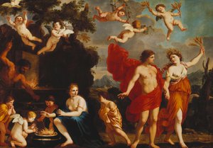ワインなし、バッカス、ビーナス、セレス。 作： Giacinto Gimignani or Gemignano