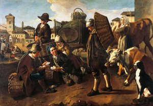 ピトチェットとして知られるジャコモ・チェルッティ（1698-1767）の「市場の風景 作： Giacomo Ceruti