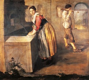 ピトチェットことジャコモ・チェルッティ（1698-1767）の「洗濯婦」、油彩・キャンバス 作： Giacomo Ceruti