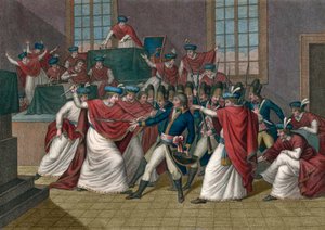 ブリュメール 18 日のクーデター (1799 年 11 月 9 日)。 ナポレオン ボンパルト (1769-1821) は総督を打倒し、第一領事に就任 - Coup d