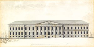 サンクトペテルブルクの科学アカデミーのファサードの昇格 作： Giacomo Antonio Domenico Quarenghi