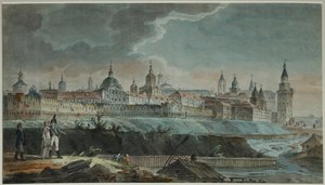 1790年代のペトロフスキー広場からのネグリナヤ川とキタイゴロドの眺め 作： Giacomo Antonio Domenico Quarenghi
