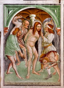 むち打ち、イエスの生涯の詳細 作： Giacomo Borlone de Buschis