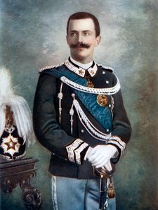 19世紀後半から20世紀初頭にかけてイタリアの王、ビクターエマニュエルIII世。 作： Giacomo Brogi