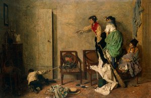 ネズミ、ジャコモ・ファブレット作（1849-1887）、キャンバスに油彩、59x90cm 作： Giacomo Favretto