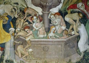 生命の泉、噴水で水浴びをする人の詳細 作： Giacomo Jaquerio