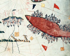 紅海とスエズ運河（ポーチュラン 作： Giacomo Maggiolo
