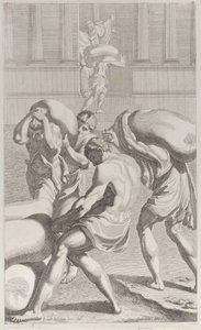 聖ベネディクト修道院に鉛の袋を持ち込む男たち、1687～1717年。 作： Giacomo Maria Giovannini