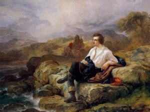 バイロン卿 (1788-1824)、ギリシア海の海岸、ジャコモ・トレコート (1812-1882) 作、キャンバスに油彩