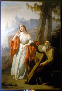 Ossian は Malvina に Carthoon の偉業を歌います。 ジャコモ・トレクールの絵 作： Giacomo Trecourt