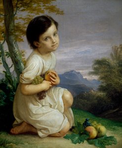 果物を持つレナ・プレスティの肖像 作： Giacomo Trecourt