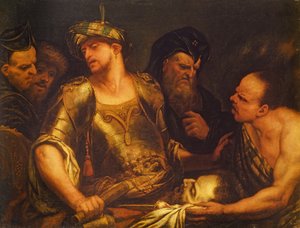 死刑執行人は洗礼者聖ヨハネの首をヘロデ王に差し出す 作： Giambattista Langetti