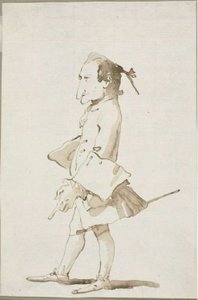 男性の似顔絵、全身、左向き 作： Giambattista Tiepolo