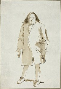男性の似顔絵、全身、正面向き 作： Giambattista Tiepolo