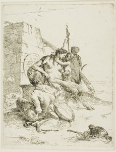 オベリスクを持つサテュロスの家族、スケルツィより 作： Giambattista Tiepolo