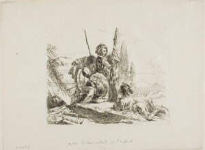 カプリッチより 三人の兵士と少年 作： Giambattista Tiepolo