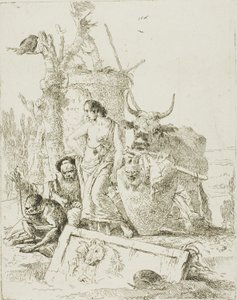 シェルツィより 若い羊飼いと猿を連れた老人 作： Giambattista Tiepolo