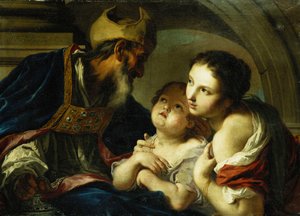 2人の子供を持つバーリの聖ニコラス、 作： Giambettino Cignaroli