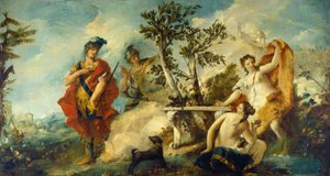 アルミダのニンフの魔法に抵抗するカルロとウバルド 作： Gian Antonio Guardi and Francesco Guardi
