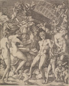 キューピッドと 3 つの恵みを持つ金星と火星 作： Gian Jacopo Caraglio
