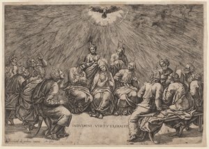 ペンテコステ 作： Gian Jacopo Caraglio, after Raphael
