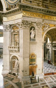 ローマ、バチカン市国のサンピエトロ寺院のドームを支える4本の柱のうち、右の最初の柱に施されたジャン・ロレンツォ・ベルニーニ（1598-1680）による装飾品 作： Gian Lorenzo Bernini