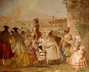 The Charlatan, by Giandomenico Tiepolo (1727-1804), fresco, Room of carnival scenes, in the Foresteria (Guesthouse) at Villa Valmarana 