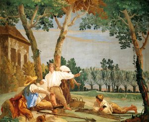Camponeses em Repouso, de Giandomenico Tiepolo (1727-1804), afresco, Sala de Cenas Rústicas na Foresteria (Pousada), Villa Valmarana 