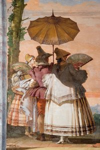 1757年のフォレステリアにあるゴシックパビリオンの部屋からのサマーウォークの詳細 作： Giovanni Domenico Tiepolo