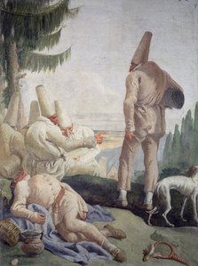 休日のプルチネッラ 作： Giovanni Domenico Tiepolo