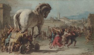 トロイの木馬のトロイへの行列、1760年頃 作： Giovanni Domenico Tiepolo