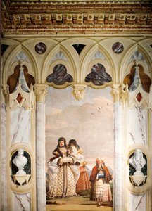 ゴシックパビリオンの部屋からの冬の散歩、フォレステリア、1757年 作： Giovanni Domenico Tiepolo