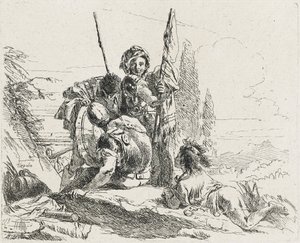 3人の兵士と少年、1749年