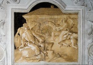 彼のフォージのバルカン、パラツィーナのアエネイスの部屋から、1757 作： Giovanni Domenico Tiepolo