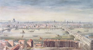 セントポールズからカスタムハウスまでのロンドンの眺め、1837年（紙にトイレ） 作： Gideon Yates